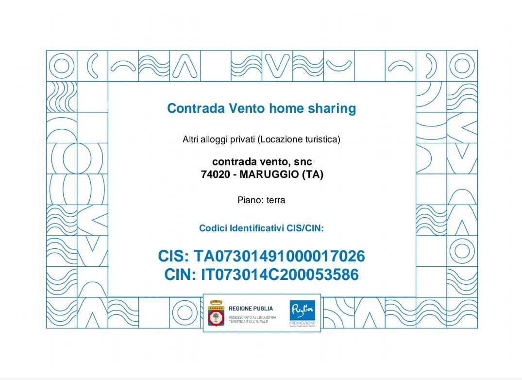 CONTRADA VENTO HOME SHARING - CIS CIN